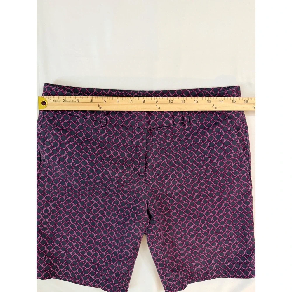Willi Smith Womens Navy Pink Geometric Quatrefoil Bermuda Shorts Size 8